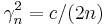 \gamma_n^2=c/(2n)