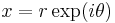 x = r \exp(i \theta)\,