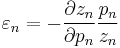 \varepsilon _{n}=-\frac{\partial z_{n}}{\partial p_{n}}\frac{p_{n}}{z_{n}} 