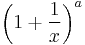 \left(1%2B\frac 1x\right)^a\,