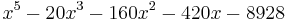 x^5-20 x^3 -160 x^2 -420 x -8928 