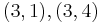 (3, 1), (3, 4)