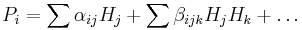 P_i=\sum \alpha_{ij}H_j %2B \sum \beta_{ijk}H_jH_k%2B\ldots