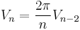 V_n = \frac{2 \pi}{n} V_{n-2}