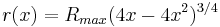  r(x) =  R_{max}({4x-4x^2})^{3/4} 