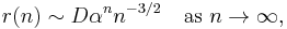 r(n) \sim D\alpha^n n^{-3/2} \quad\text{as } n\to\infty,