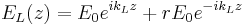 E_L(z) = E_0 e^{ik_Lz} %2B r E_0 e^{-ik_Lz}\,