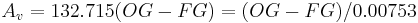  A_v = 132.715(OG - FG) =  (OG - FG)/0.00753\, 