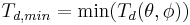  
	T_{d,min} = \min(T_d(\theta,\phi))
