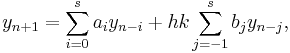 y_{n%2B1}=\sum_{i=0}^s a_i y_{n-i}%2Bhk\sum_{j=-1}^s b_jy_{n-j},