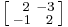 
\left [
\begin{smallmatrix}
\;\,\, 2&-3\\
-1&\;\,\, 2
\end{smallmatrix}\right ]
