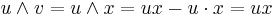  u \wedge  v =  u \wedge  x =  u  x -  u \cdot  x =  u  x