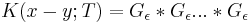 
K(x-y;T) = G_\epsilon*G_\epsilon ... *G_\epsilon
\,