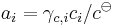 a_i = \gamma_{c,i} c_i/c^{\ominus}\,