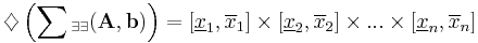  \diamondsuit\left(\sum{_{\exists\exists}}(\mathbf{A},\mathbf{b})\right)=[\underline x_1,\overline x_1]\times 
[\underline x_2,\overline x_2]\times ... \times [\underline x_n,\overline x_n] 