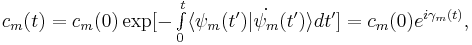 c_m(t) = c_m(0)\exp[-\textstyle\int\limits_{0}^{t}\langle\psi_m(t')|\dot{\psi_m}(t')\rangle dt'] = c_m(0)e^{i\gamma_m(t)},