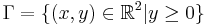 \Gamma = \{(x,y)\in\R^2 | y \geq 0 \}