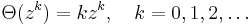 \Theta (z^k) = k z^k,\quad k=0,1,2,\dots 