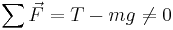 \sum \vec{F} = T - mg \ne 0