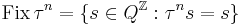 \mbox{Fix}\, \tau^n = 
\{ s \in Q^\mathbb{Z}�: \tau^n s = s \}