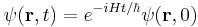  \psi(\mathbf{r},t) = e^{-i H t / \hbar} \psi(\mathbf{r},0) 