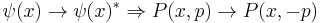 \psi(x) \rightarrow \psi(x)^* \Rightarrow P(x,p) \rightarrow P(x,-p)