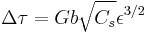  \Delta\tau = Gb\sqrt{C_s}\epsilon^{3/2} 