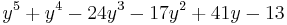 y^5%2By^4-24y^3-17y^2%2B41y-13