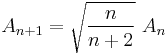  A_{n%2B1} = \sqrt{\frac{n}{n%2B2}} \ A_{n} 