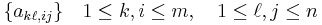  \{a_{k \ell, i j}\}  \quad 1 \leq k, i \leq m, \quad 1 \leq \ell,j \leq n 