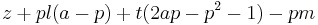  z %2B pl(a - p) %2B t(2ap - p^2 - 1) - pm 