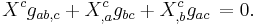  X^c g_{ab,c} %2B  X^c_{,a} g_{bc} %2B X^c_{,b} g_{ac}\, = 0.