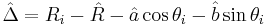 
\hat{\Delta} = R_i - \hat{R} - \hat{a} \cos{\theta_i} - \hat{b} \sin{\theta_i} 
