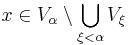 x\in V_{\alpha}\setminus\bigcup_{\xi<\alpha}V_{\xi}\,