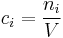 c_i = \frac {n_i}{V}