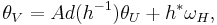 \theta_V = Ad(h^{-1})\theta_U %2B h^*\omega_H,\,