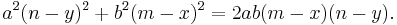 a^2(n-y)^2 %2B b^2(m-x)^2 = 2ab(m-x)(n-y).