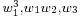 \scriptstyle w_1^3, w_1 w_2, w_3