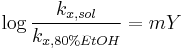 \log \frac{k_{x,sol}}{k_{x,80% EtOH}} = mY 