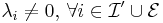 \lambda_i\neq 0,\,\forall i\in\mathcal{I}'\cup\mathcal{E}