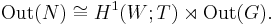 \operatorname{Out}(N) \cong H^1(W; T) \rtimes \operatorname{Out}(G).