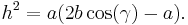 h^2 = a(2b\cos(\gamma) - a). \,