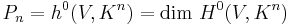 P_n = h^0(V, K^n) = \operatorname{dim}\ H^0(V, K^n)