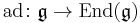 \operatorname{ad}\colon \mathfrak g \to \operatorname{End}(\mathfrak{g})