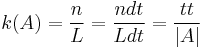 k(A) = \frac{n}{L} = \frac{ndt}{Ldt} = \frac{tt}{\left | A \right \vert}