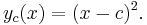  y_c(x) = (x-c)^2 . \,\!