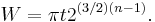 
W = \pi t 2^{(3/2)\left(n-1\right)}.
