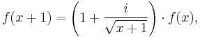 f(x%2B1) = \left( 1 %2B \frac{i}{\sqrt{x%2B1} }\right) \cdot f(x),