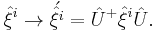 \hat{\xi}^{i} \rightarrow \acute{\hat{\xi}^{i}}=\hat{U}^{%2B}\hat{\xi}^{i}\hat{U}.