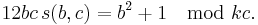  12bc\, s(b,c)=b^2%2B1 \mod kc.